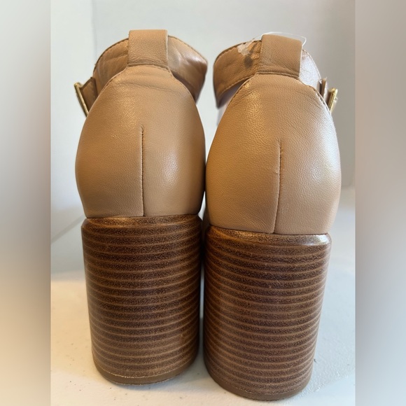 Seychelles Gleaming Leather Platform Mary Jane block Heels Square toe Nude 9 - Picture 10 of 14